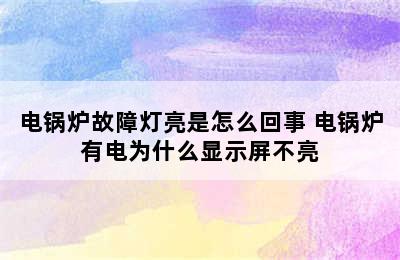 电锅炉故障灯亮是怎么回事 电锅炉有电为什么显示屏不亮